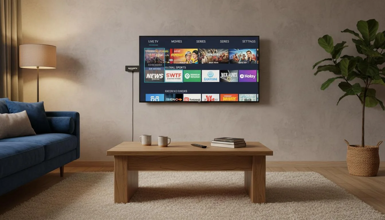 Home 2 Amazon Firestick home screen displaying IPTV Smarters Pro app ready to launch