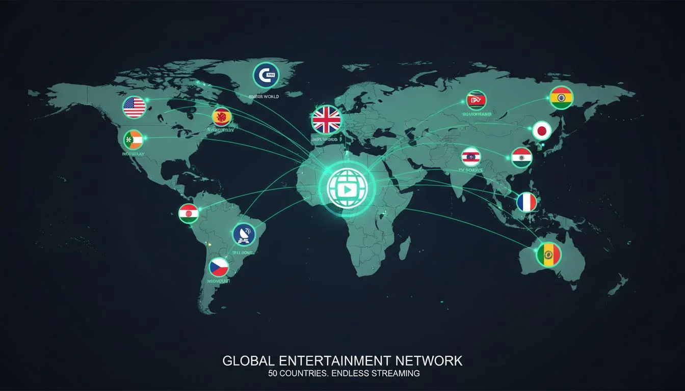Home 5 IG IPTV international channels grid covering UK, USA, Europe, India and Arabic regions